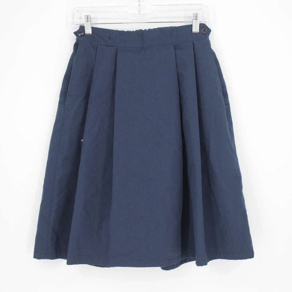 Intuition Vintage Women Blue Pleated Union Made A-Line Skirt Size 4‎